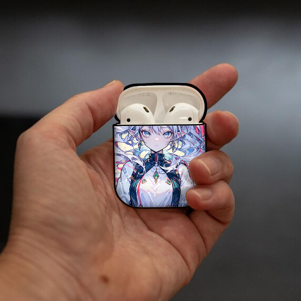 葬送のフリーレン Frieren AirPods 第2世代保護ケース ハードシェル ブラック 耐衝撃・防指紋・カラビナ付き