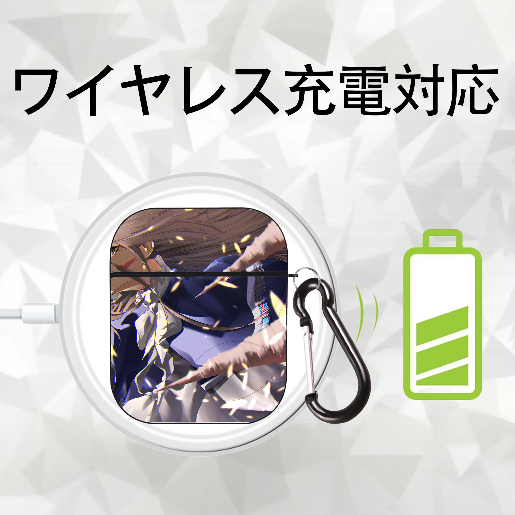 葬送のフリーレン Frieren AirPods 第2世代保護ケース ハードシェル ブラック 耐衝撃・防指紋・カラビナ付き