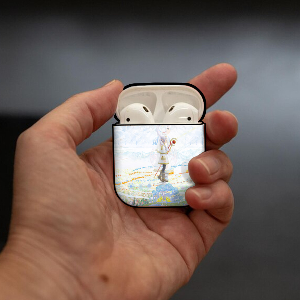 葬送のフリーレン Frieren AirPods 第2世代保護ケース ハードシェル ブラック 耐衝撃・防指紋・カラビナ付き
