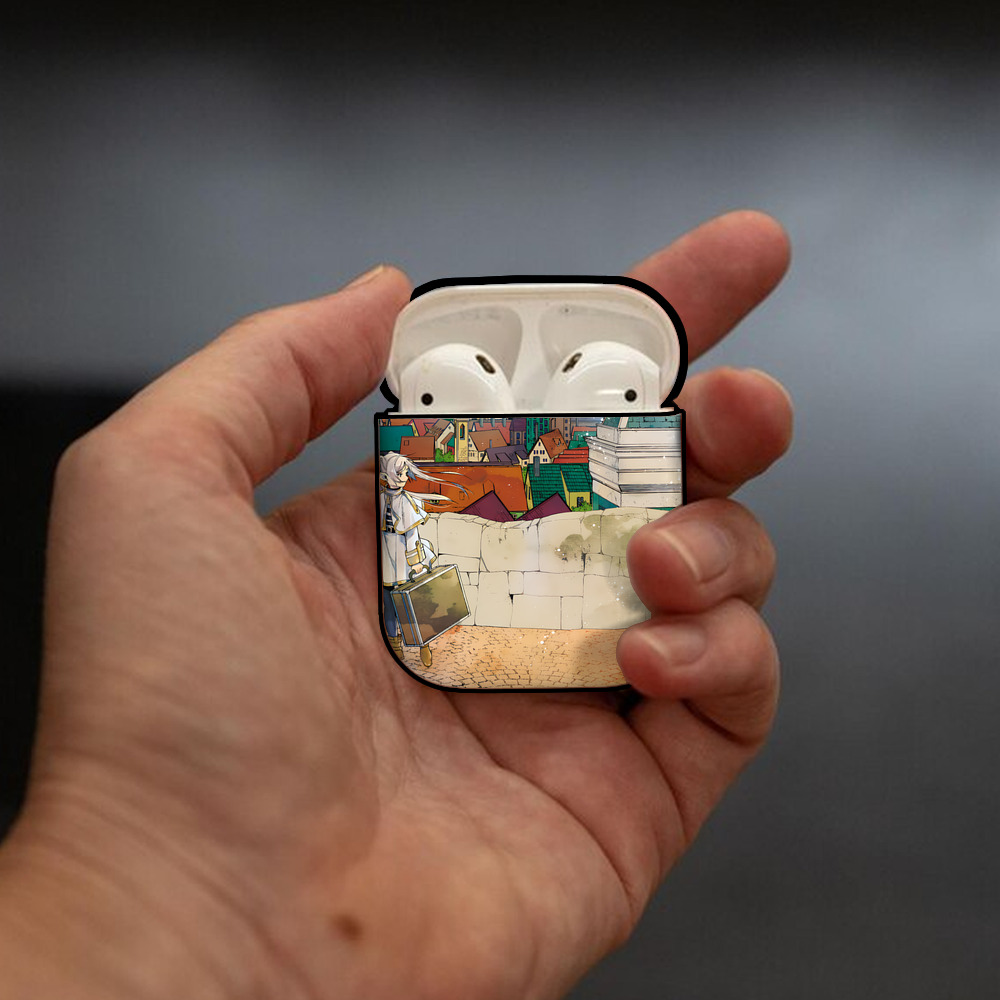 葬送のフリーレン Frieren AirPods 第2世代保護ケース ハードシェル ブラック 耐衝撃・防指紋・カラビナ付き