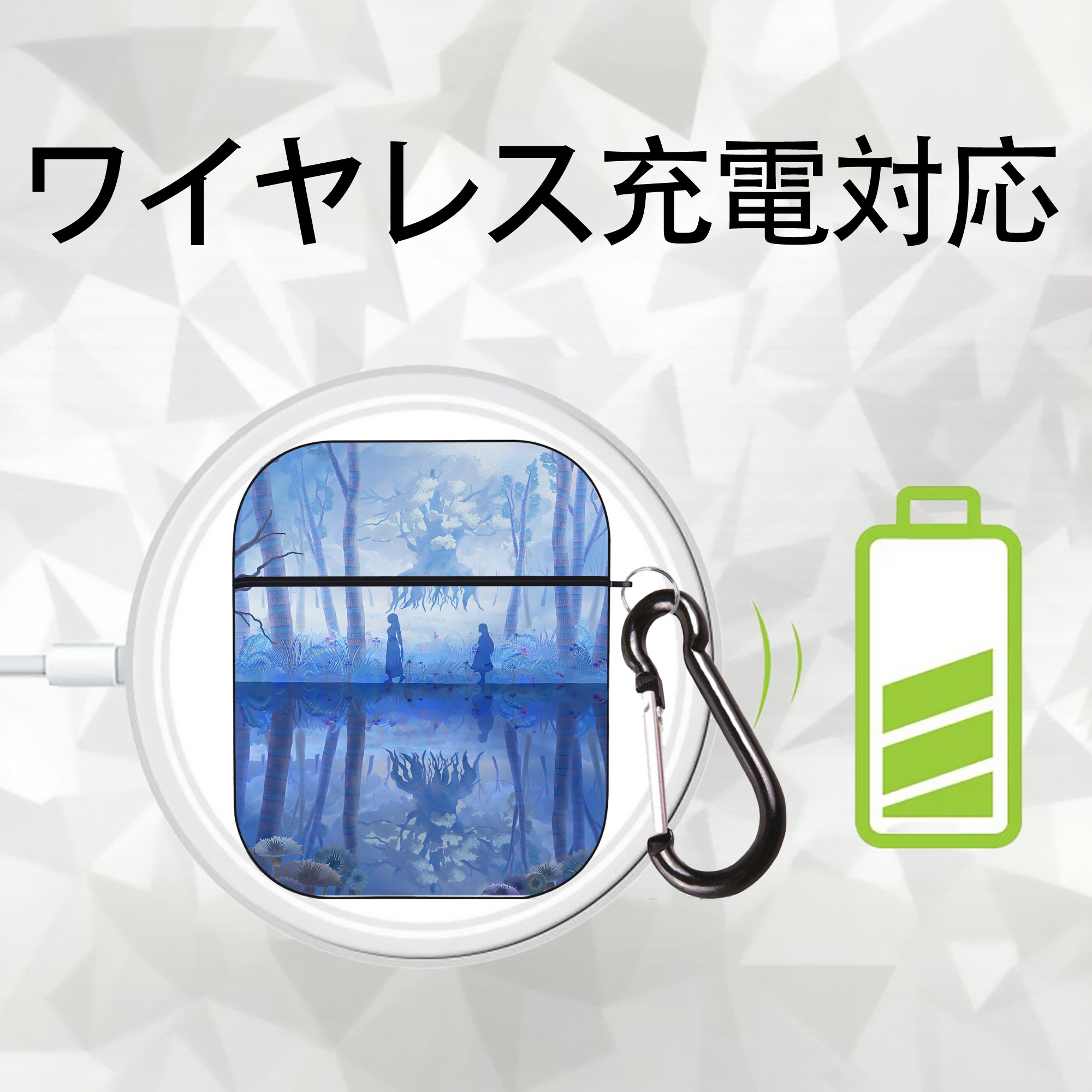 葬送のフリーレン Frieren AirPods 第2世代保護ケース ハードシェル ブラック 耐衝撃・防指紋・カラビナ付き