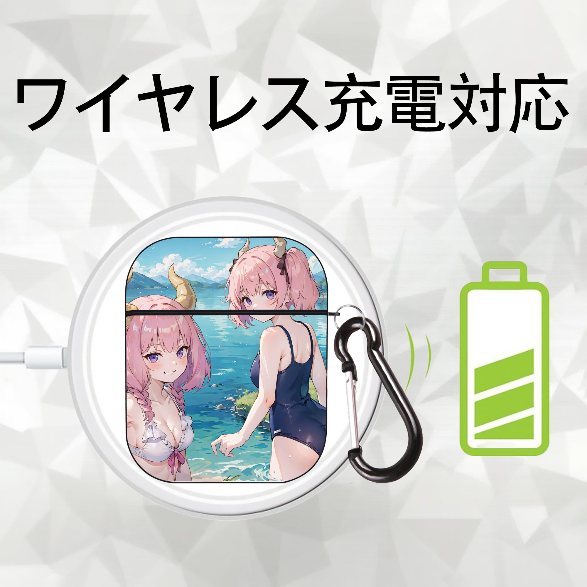 葬送のフリーレン Frieren AirPods 第2世代保護ケース ハードシェル ブラック 耐衝撃・防指紋・カラビナ付き