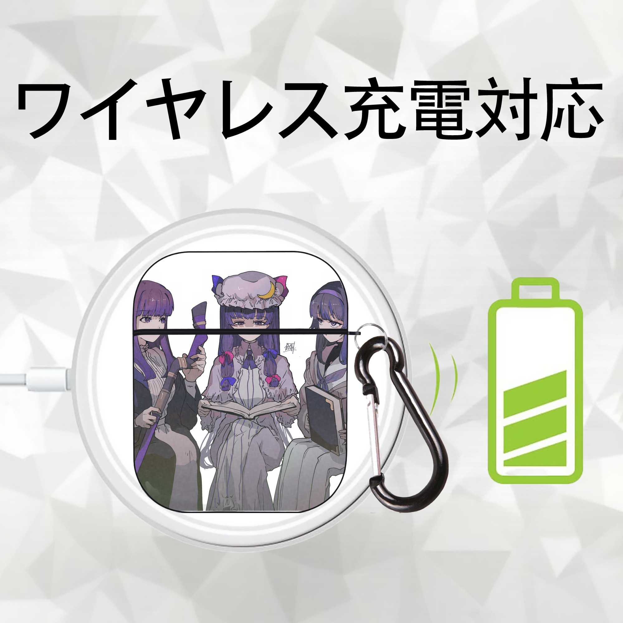 葬送のフリーレン Frieren AirPods 第2世代保護ケース ハードシェル ブラック 耐衝撃・防指紋・カラビナ付き