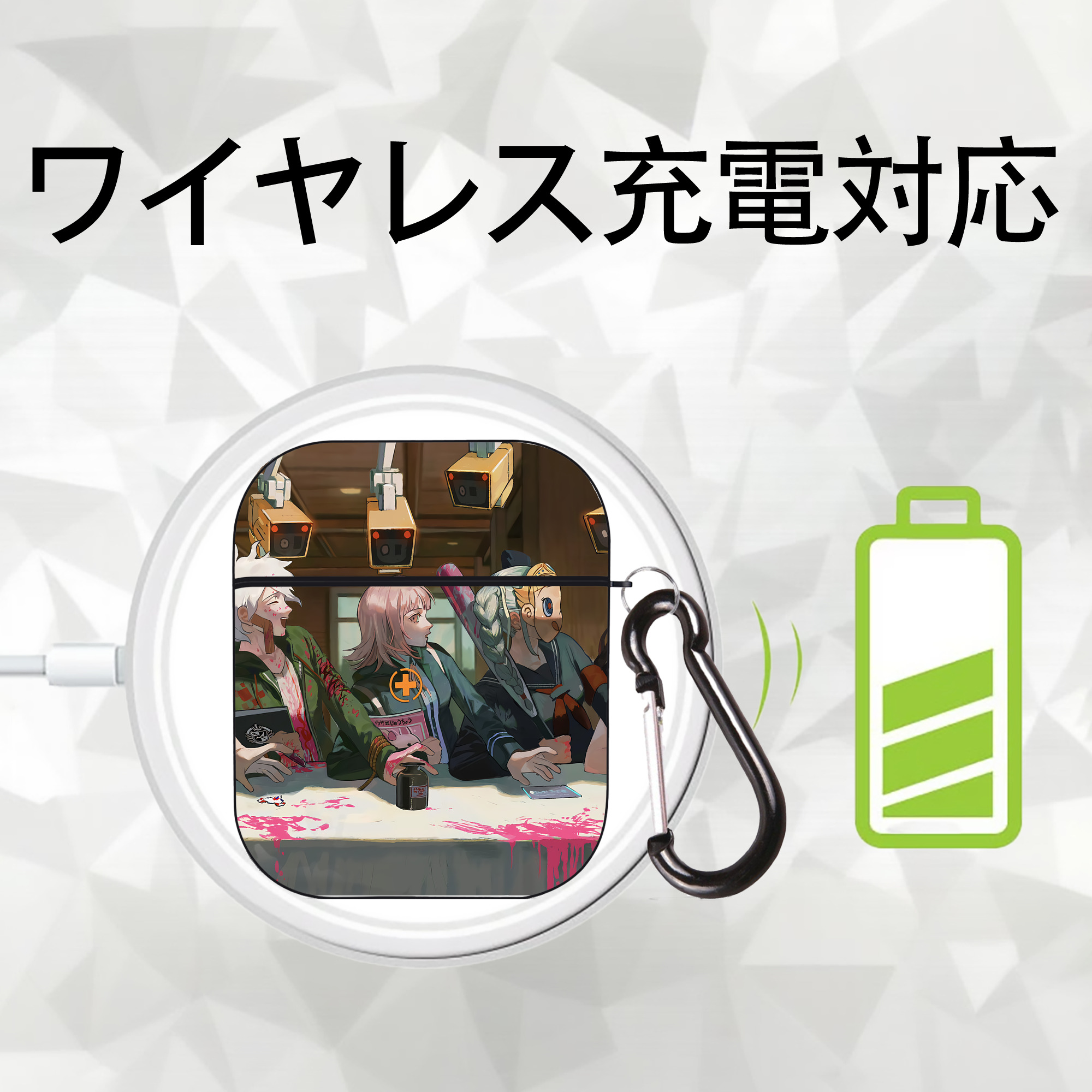 葬送のフリーレン Frieren AirPods 第2世代保護ケース ハードシェル ブラック 耐衝撃・防指紋・カラビナ付き