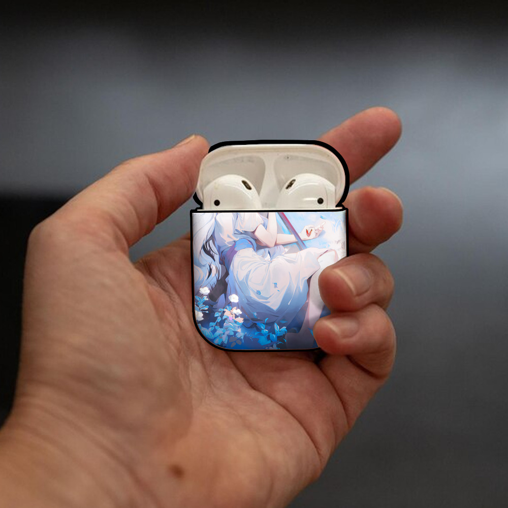 葬送のフリーレン Frieren AirPods 第2世代保護ケース ハードシェル ブラック 耐衝撃・防指紋・カラビナ付き