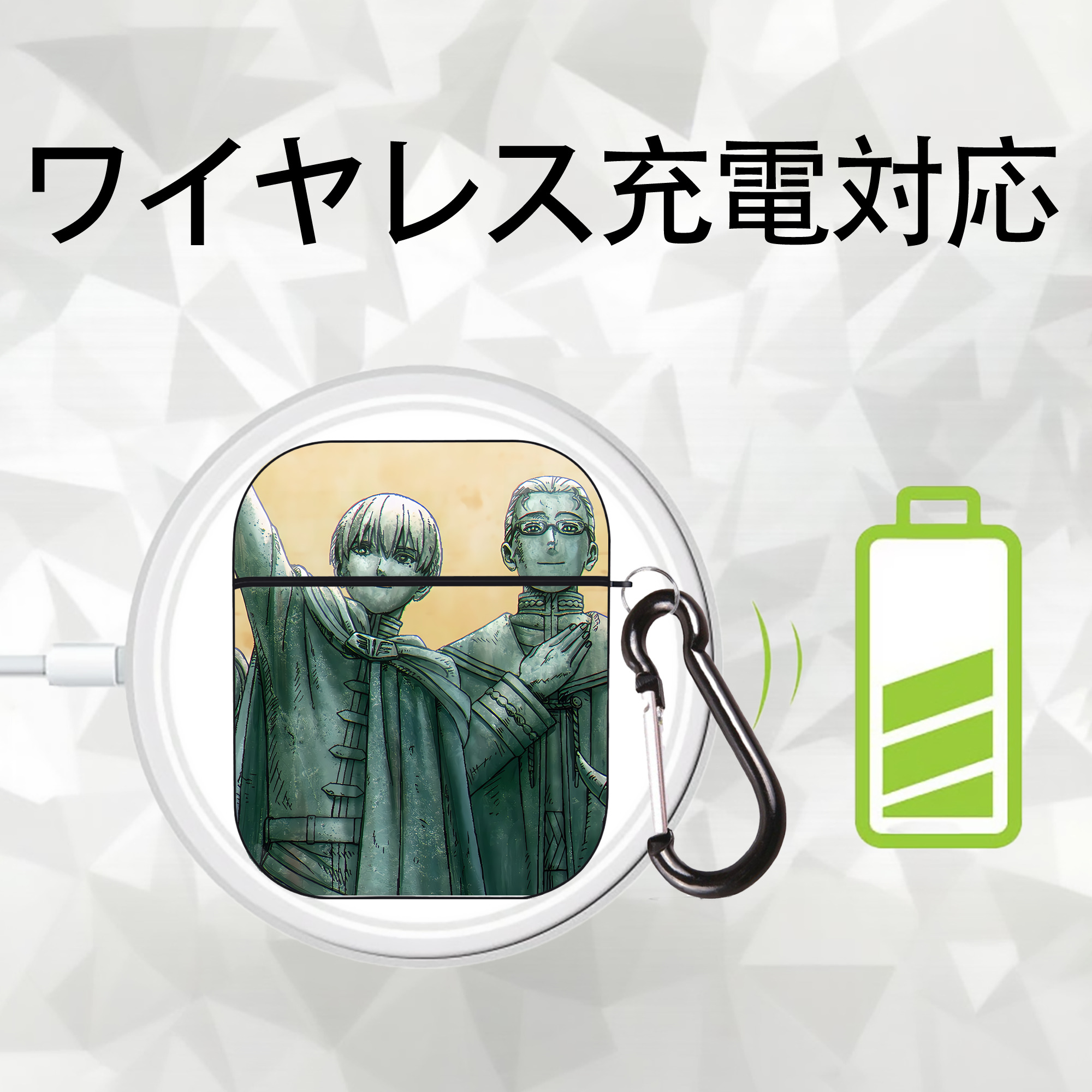 葬送のフリーレン Frieren AirPods 第2世代保護ケース ハードシェル ブラック 耐衝撃・防指紋・カラビナ付き