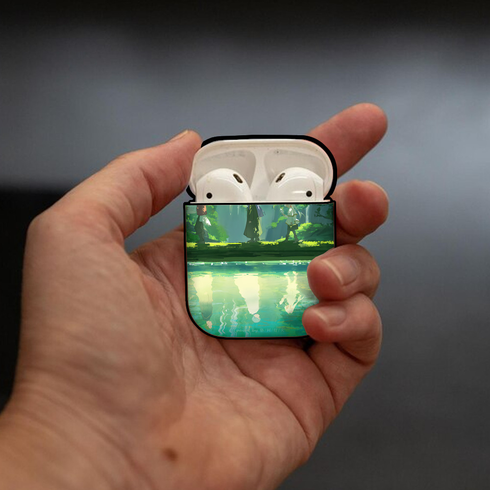 葬送のフリーレン Frieren AirPods 第2世代保護ケース ハードシェル ブラック 耐衝撃・防指紋・カラビナ付き
