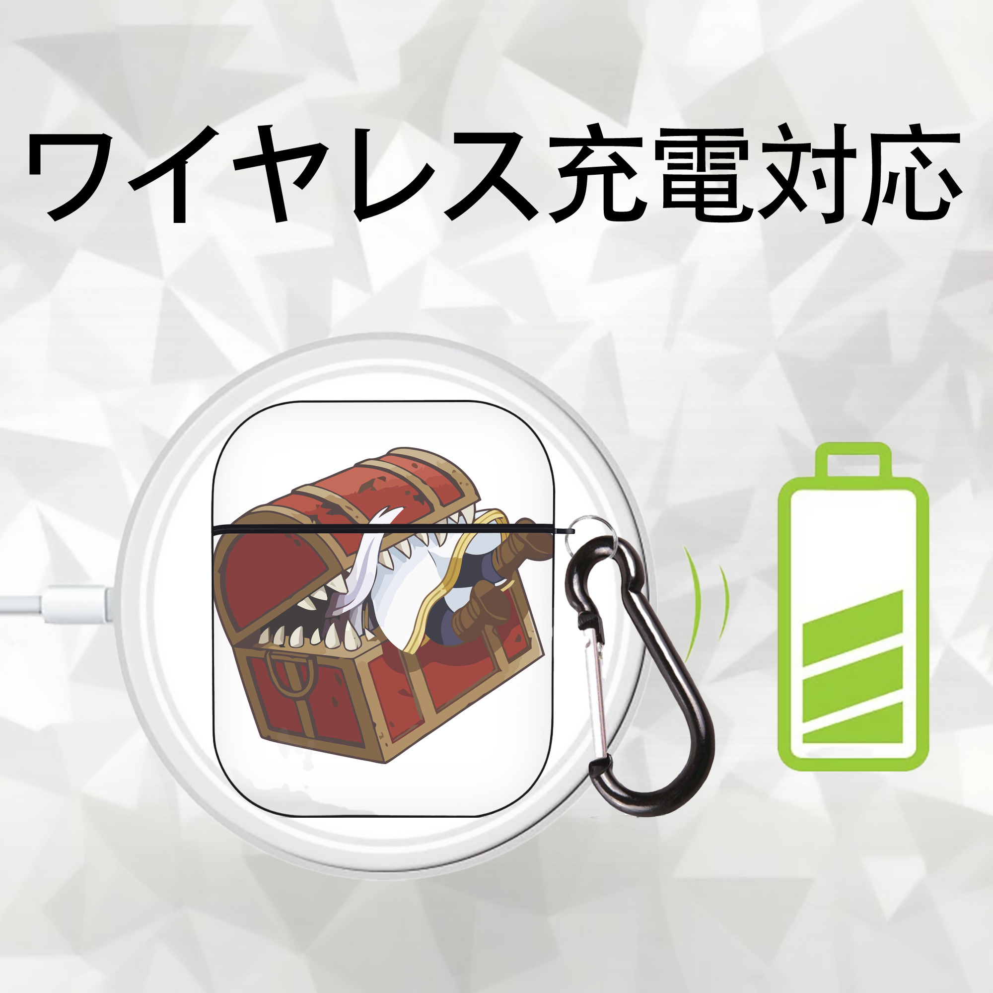 葬送のフリーレン Frieren AirPods 第2世代保護ケース ハードシェル ブラック 耐衝撃・防指紋・カラビナ付き