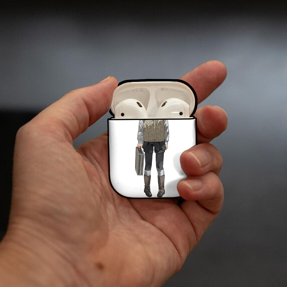 葬送のフリーレン Frieren AirPods 第2世代保護ケース ハードシェル ブラック 耐衝撃・防指紋・カラビナ付き