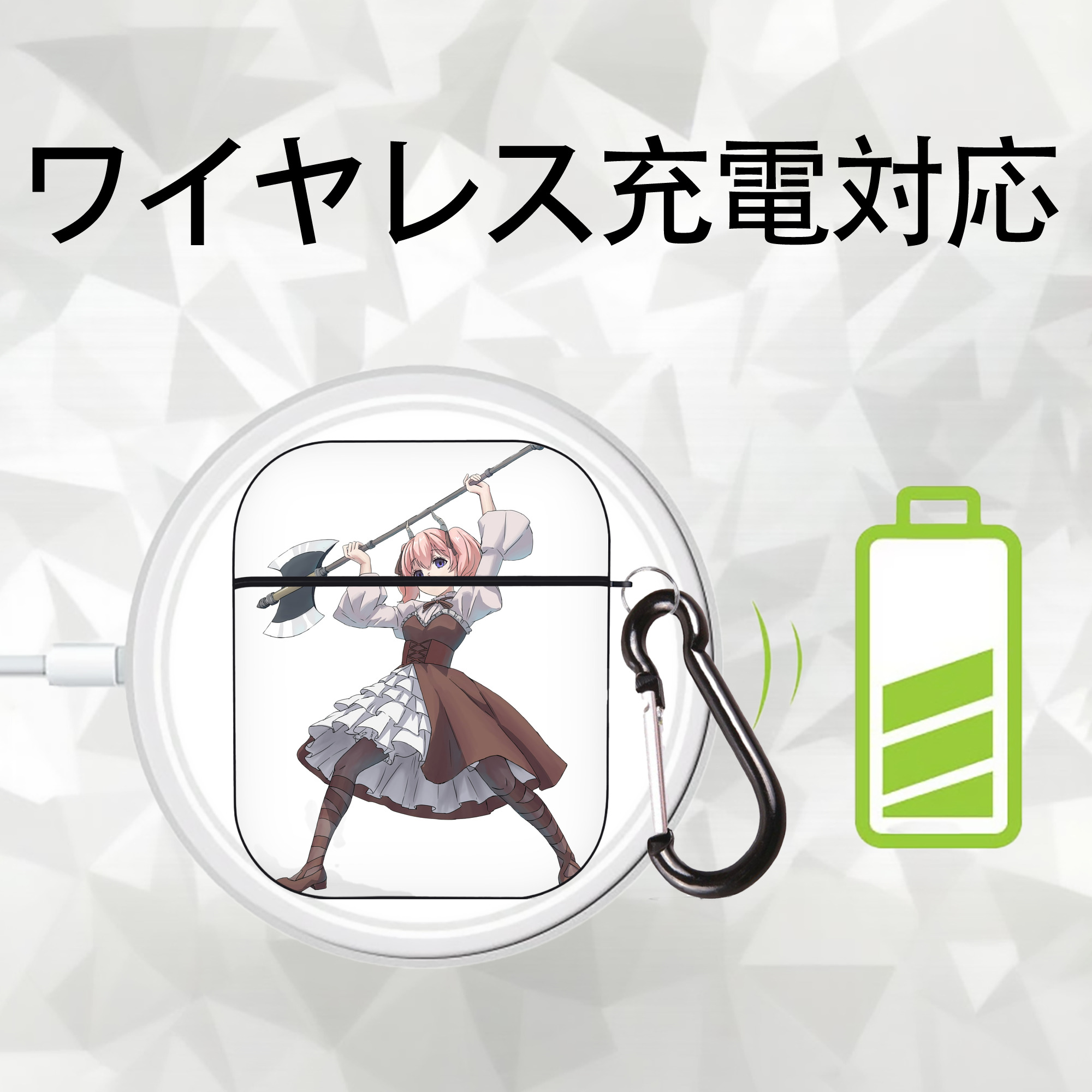 葬送のフリーレン Frieren AirPods 第2世代保護ケース ハードシェル ブラック 耐衝撃・防指紋・カラビナ付き
