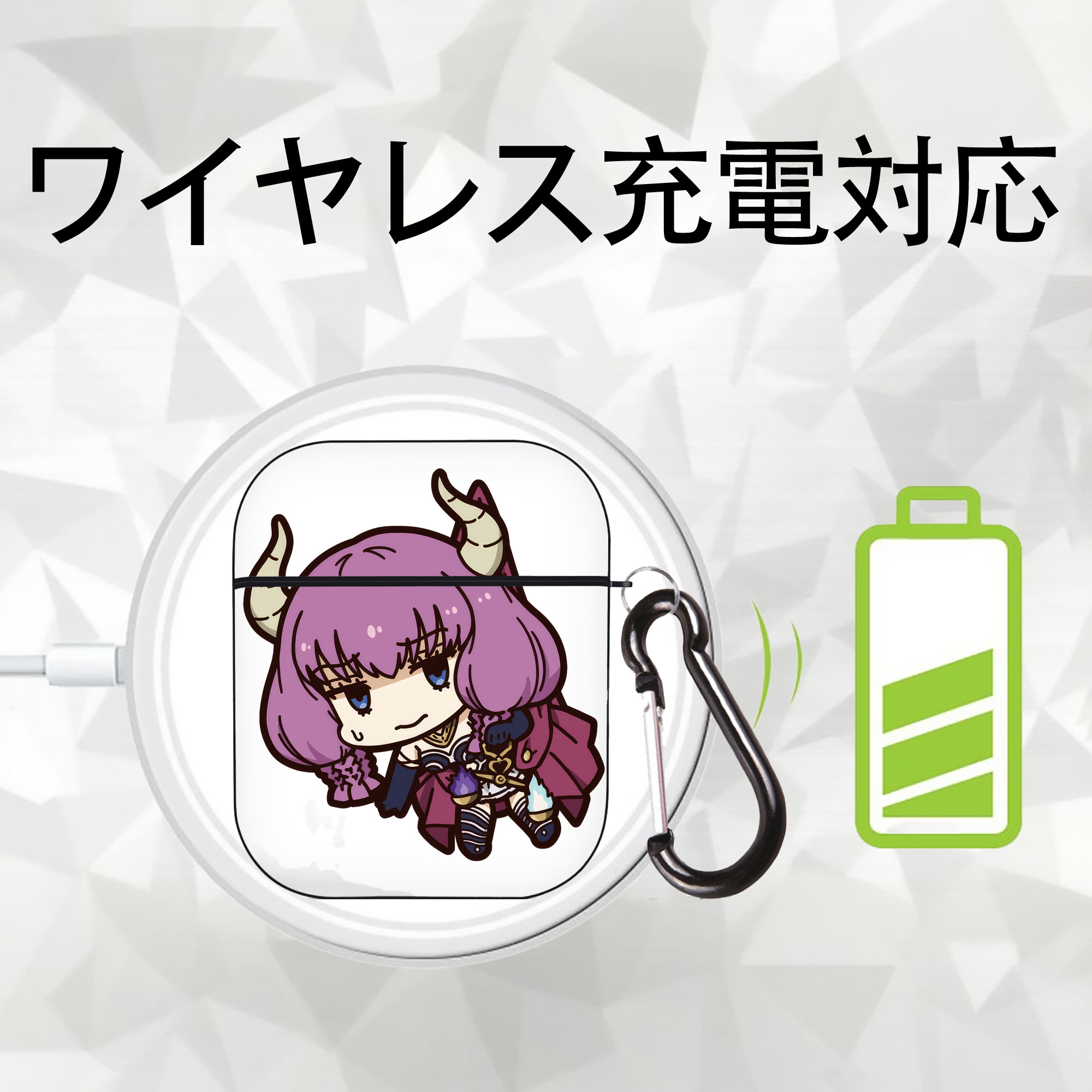 葬送のフリーレン Frieren AirPods 第2世代保護ケース ハードシェル ブラック 耐衝撃・防指紋・カラビナ付き