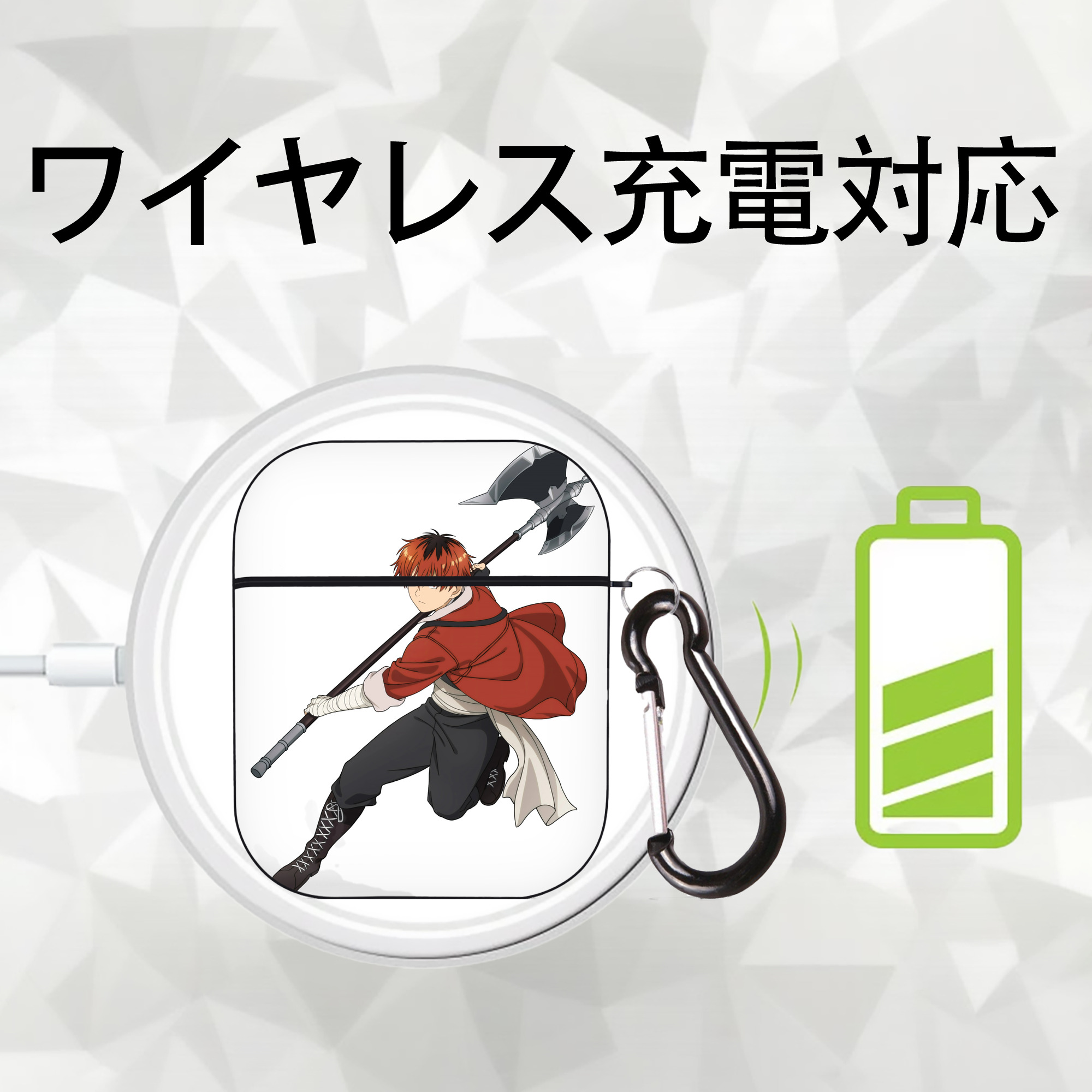 葬送のフリーレン Frieren AirPods 第2世代保護ケース ハードシェル ブラック 耐衝撃・防指紋・カラビナ付き