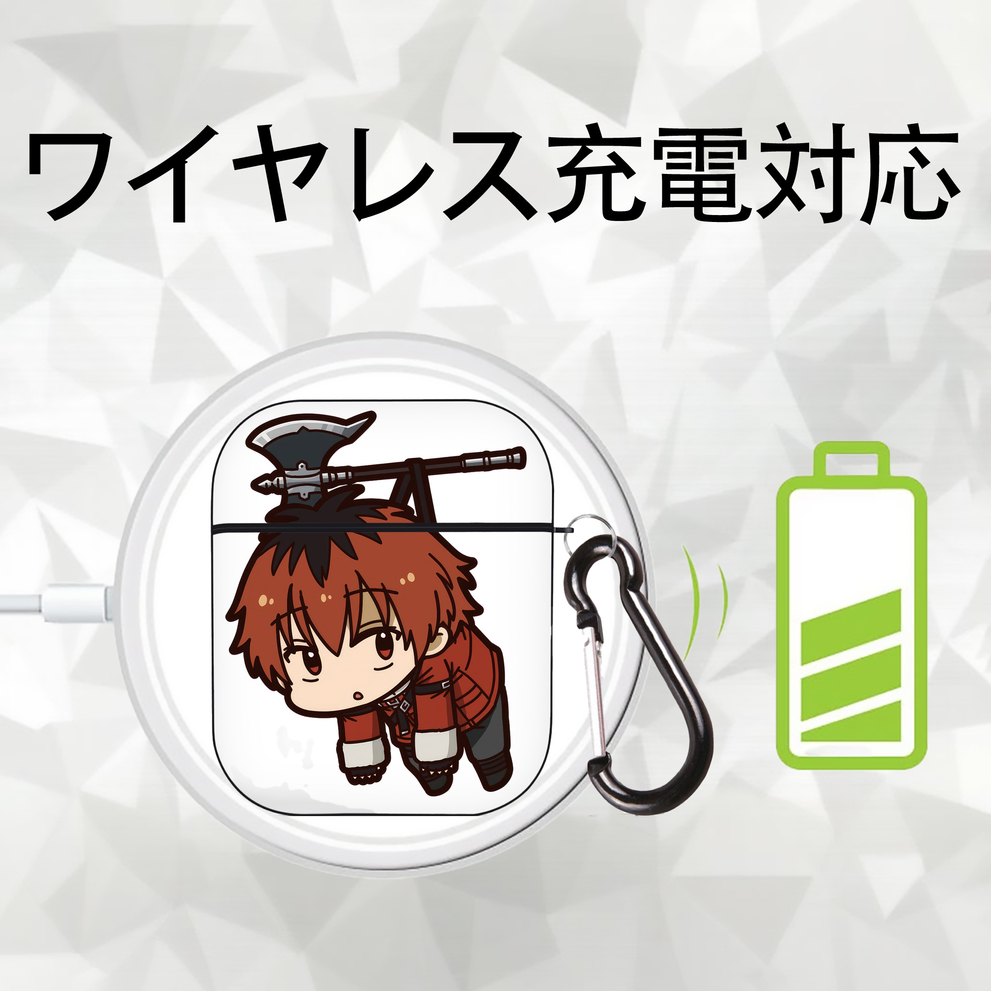 葬送のフリーレン Frieren AirPods 第2世代保護ケース ハードシェル ブラック 耐衝撃・防指紋・カラビナ付き