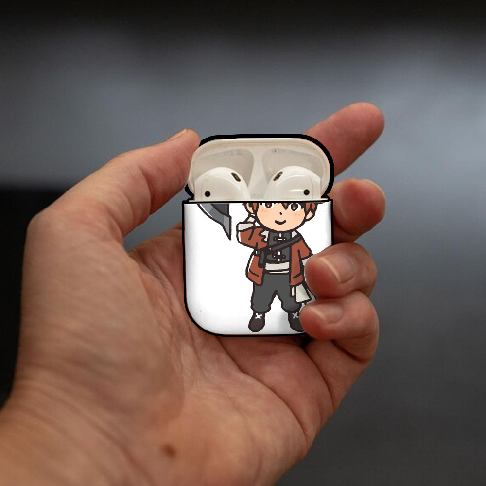 葬送のフリーレン Frieren AirPods 第2世代保護ケース ハードシェル ブラック 耐衝撃・防指紋・カラビナ付き