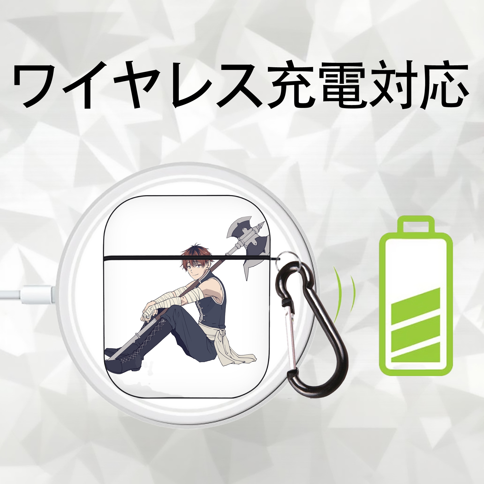 葬送のフリーレン Frieren AirPods 第2世代保護ケース ハードシェル ブラック 耐衝撃・防指紋・カラビナ付き