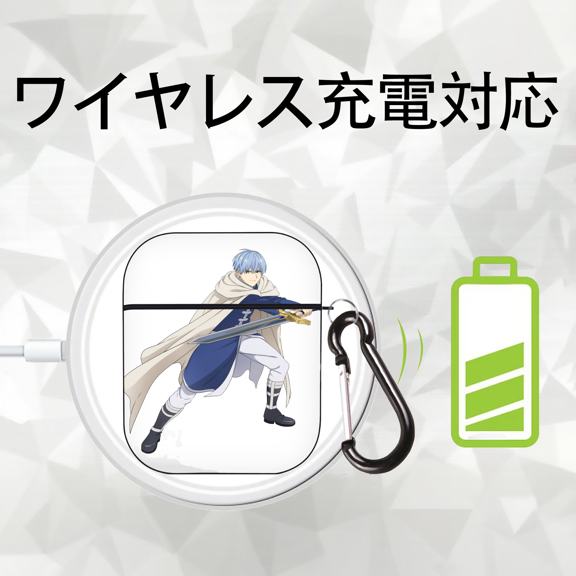葬送のフリーレン Frieren AirPods 第2世代保護ケース ハードシェル ブラック 耐衝撃・防指紋・カラビナ付き