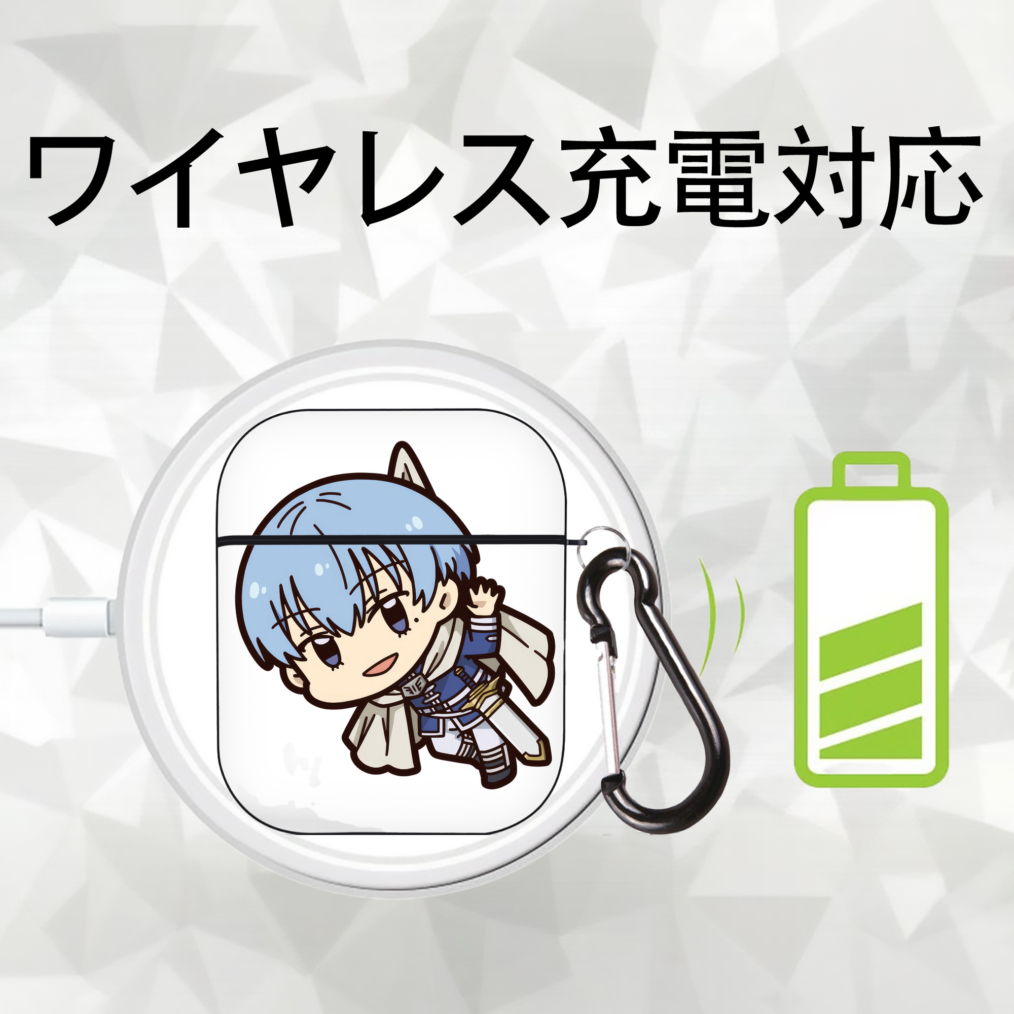 葬送のフリーレン Frieren AirPods 第2世代保護ケース ハードシェル ブラック 耐衝撃・防指紋・カラビナ付き