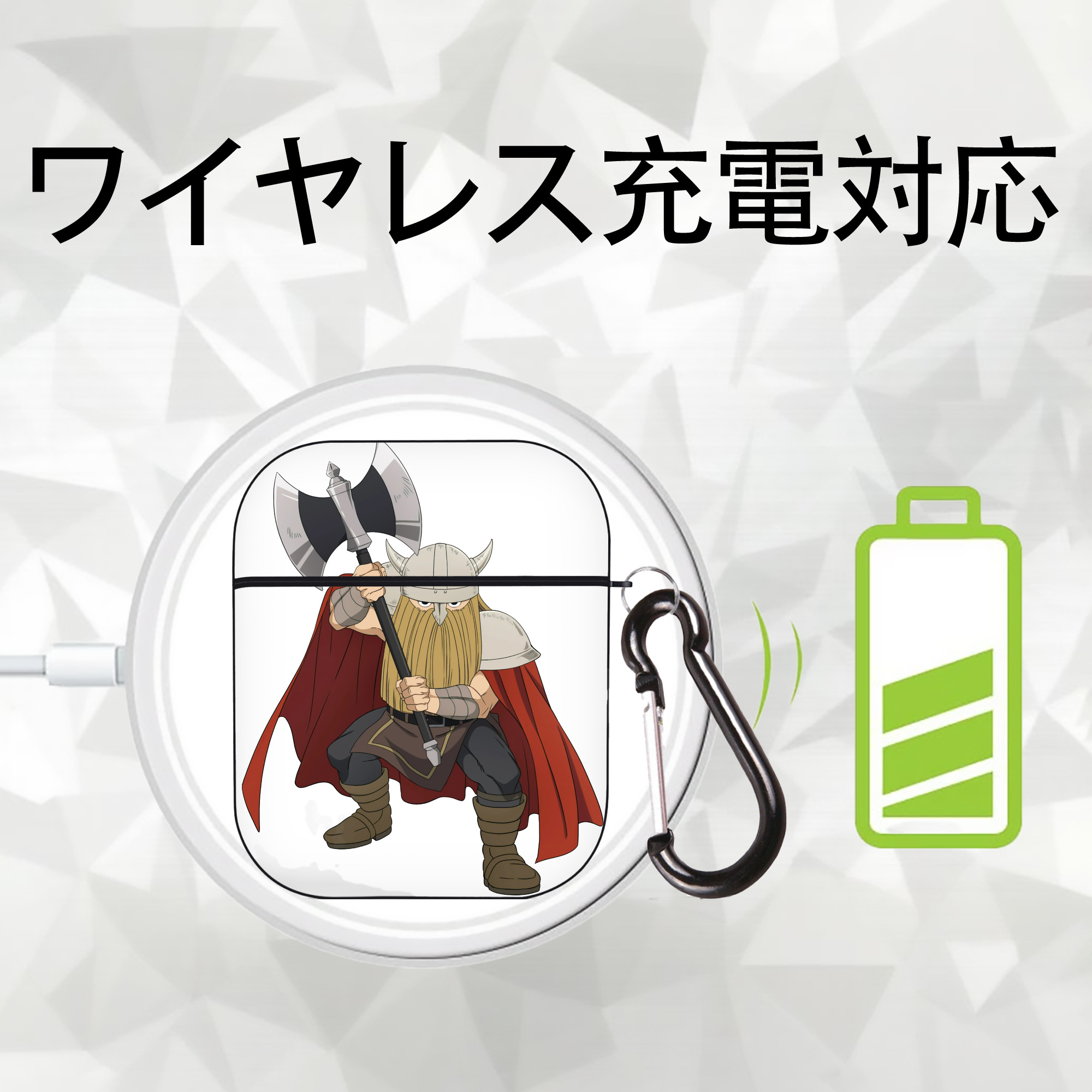 葬送のフリーレン Frieren AirPods 第2世代保護ケース ハードシェル ブラック 耐衝撃・防指紋・カラビナ付き