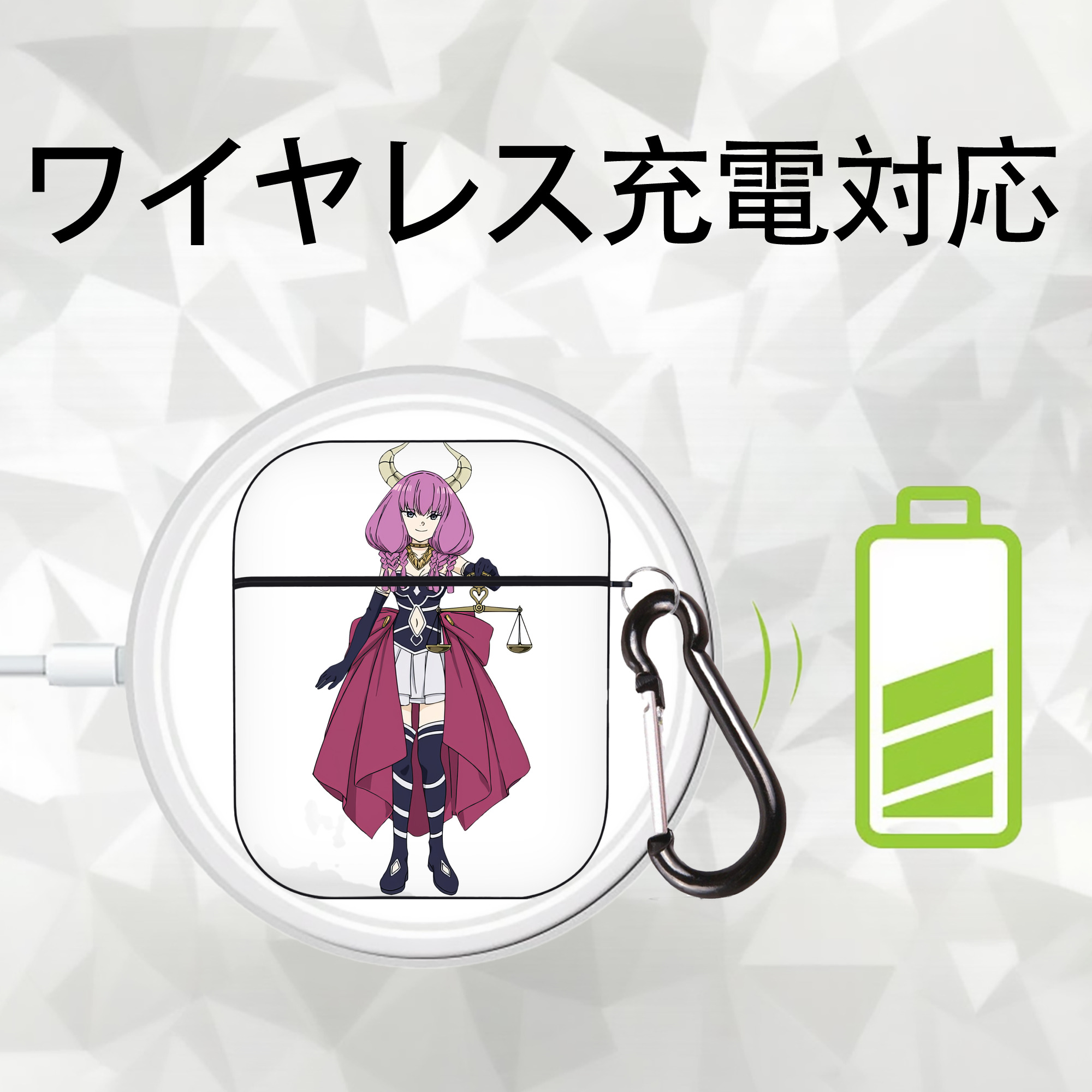 葬送のフリーレン Frieren AirPods 第2世代保護ケース ハードシェル ブラック 耐衝撃・防指紋・カラビナ付き