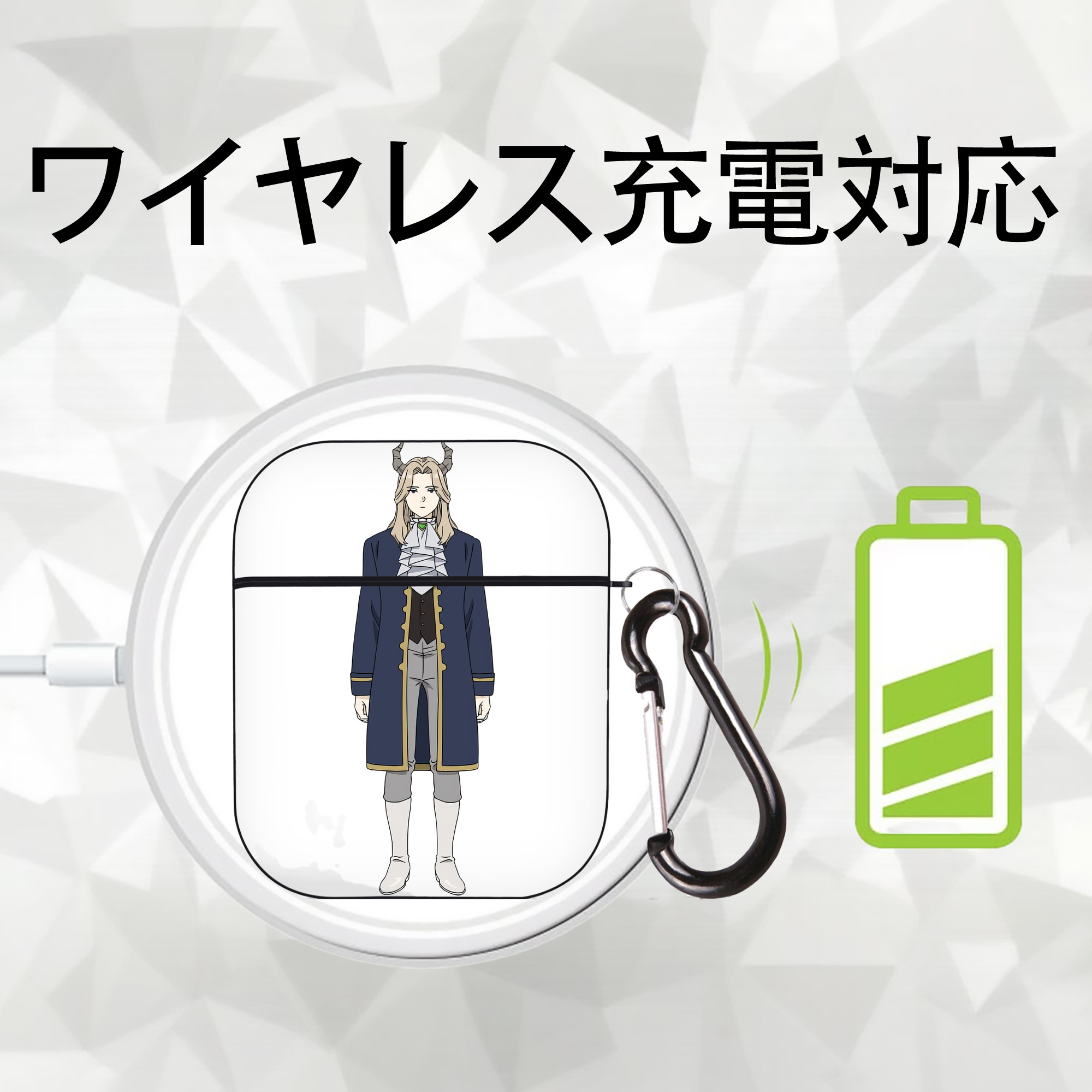 葬送のフリーレン Frieren AirPods 第2世代保護ケース ハードシェル ブラック 耐衝撃・防指紋・カラビナ付き