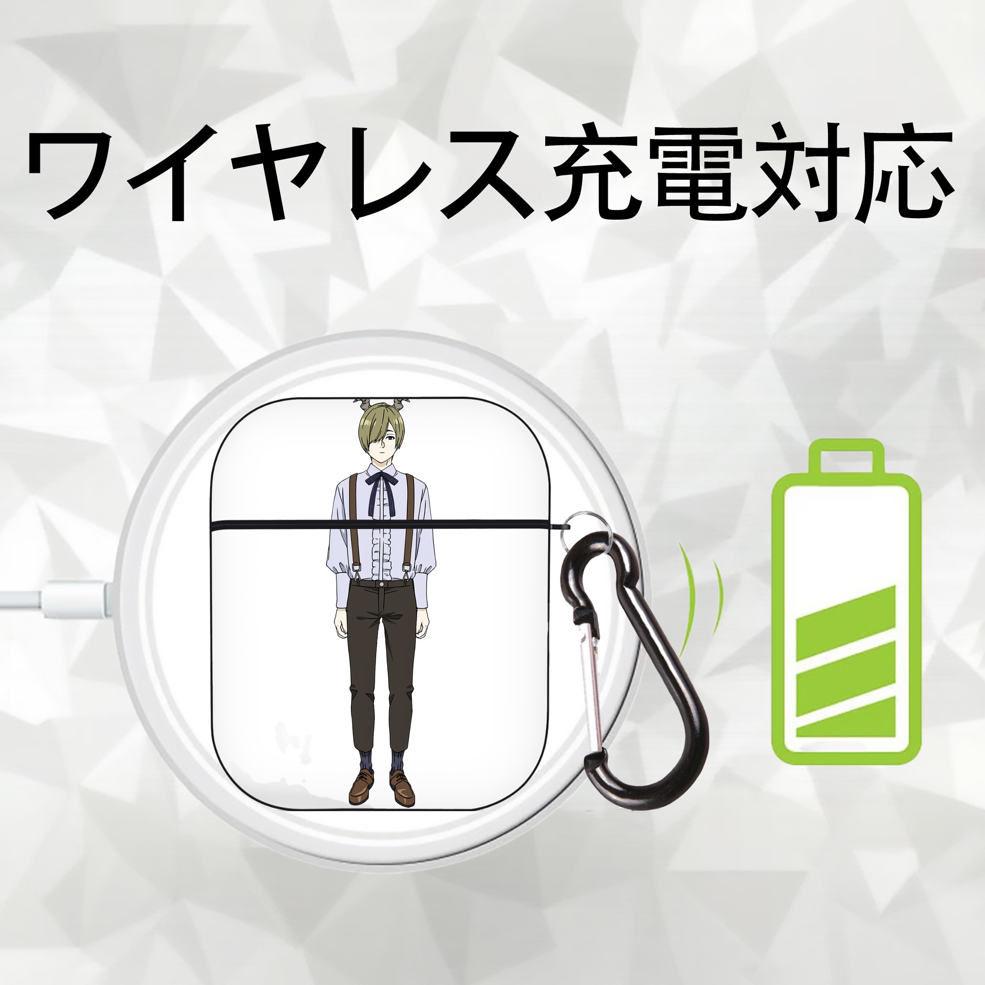 葬送のフリーレン Frieren AirPods 第2世代保護ケース ハードシェル ブラック 耐衝撃・防指紋・カラビナ付き