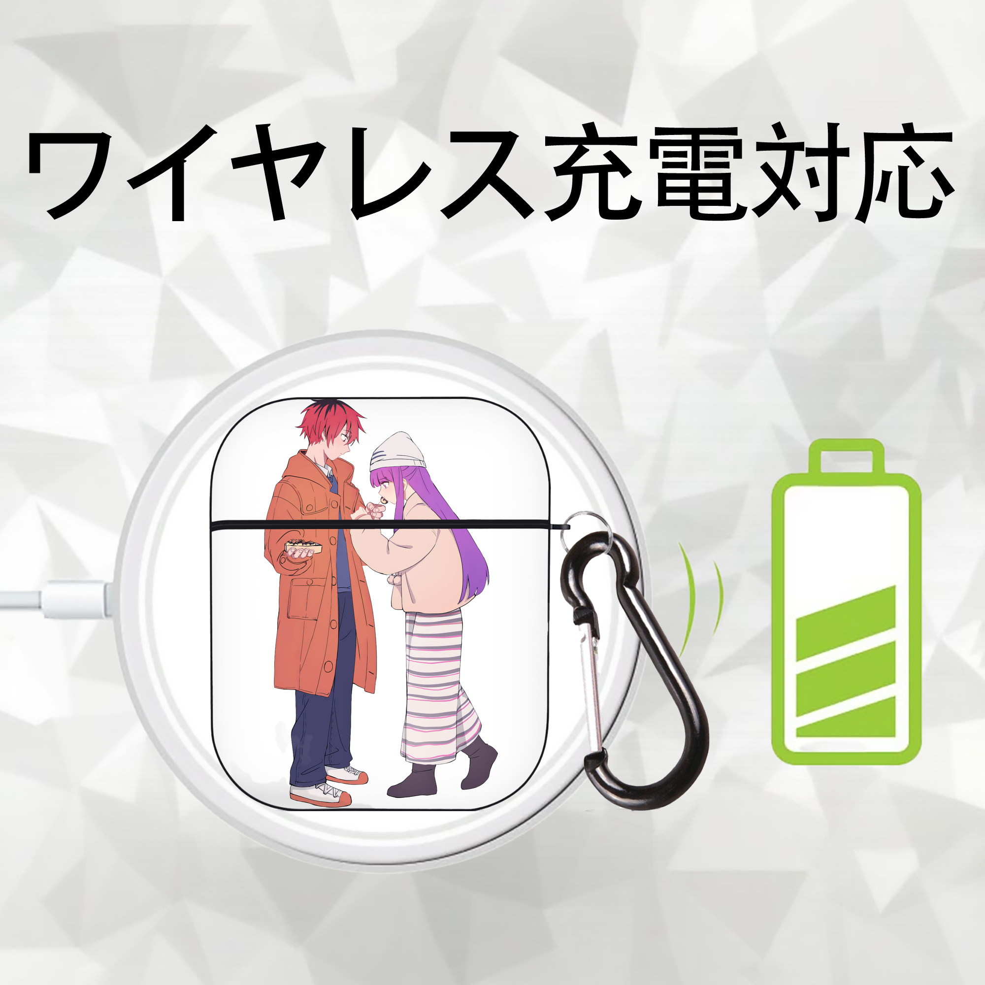 葬送のフリーレン Frieren AirPods 第2世代保護ケース ハードシェル ブラック 耐衝撃・防指紋・カラビナ付き